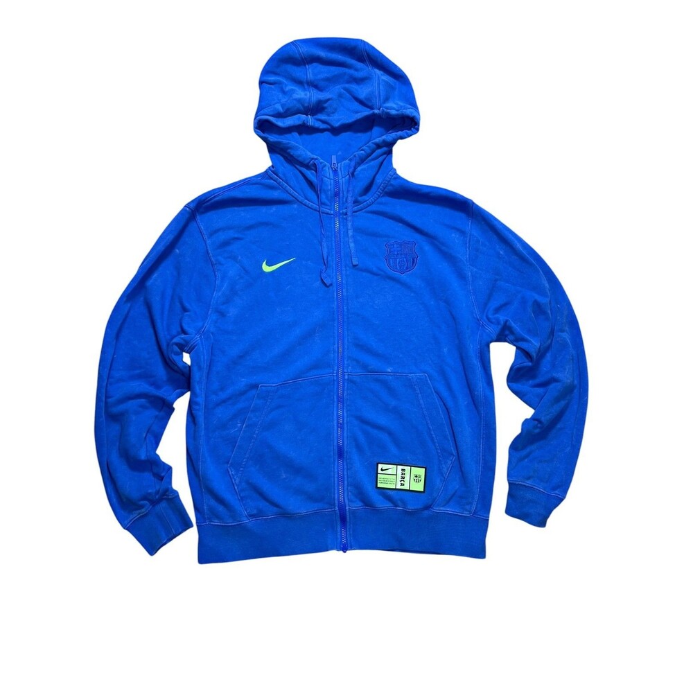 Nike FC Barcelona Distressed Zip Hoodie Blue Men’s Medium Barça Soccer Jacket